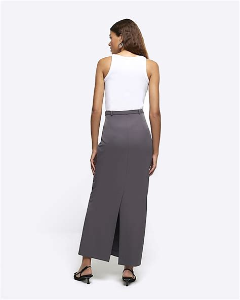 Wool Double Belted Maxi Skirt 